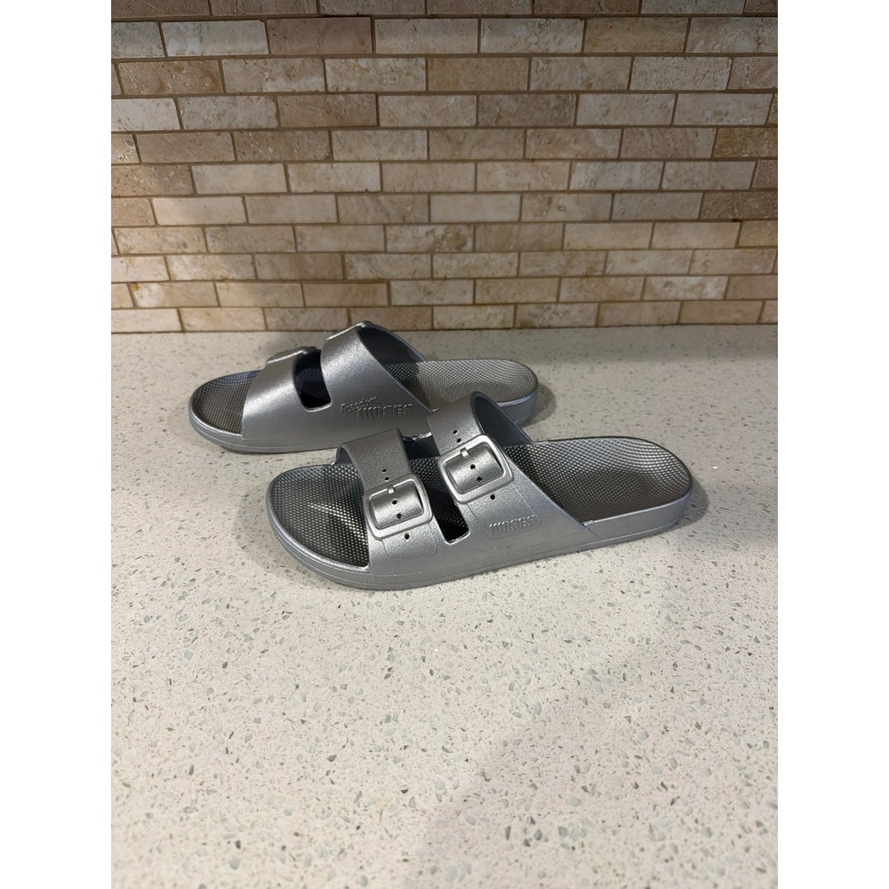 Mossimo Double Buckle Slide Sandals Silver Metallic Women's EU 38-39 slides